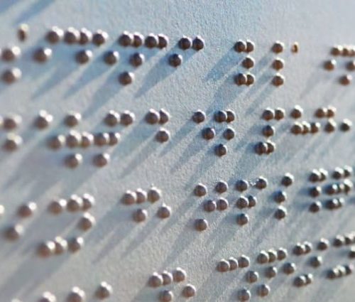 A closeup of some Braille.